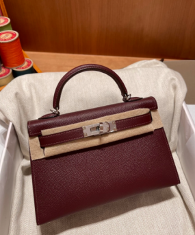 에르메스 미니 켈리백19 브라운 은장 앱송